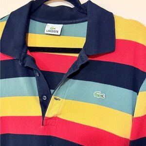 Vintage Lacoste Devanlay Striped Polo Size 6 Made in France Rugby Shirt